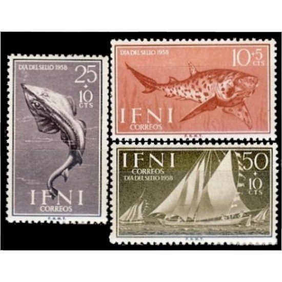 Ifni 149/51 1958 Día de Sello Fauna Barcos de pesca MNH Ifni 149/51 1958 Día de Sello Fauna Barcos de pesca MNH