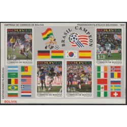 Bolivia HBM-210 Mundial de Fútbol en EUA 1994 Brasil Campeón MNH Bolivia HBM-210 Mundial de Fútbol en EUA 1994 Brasil Campeón MNH