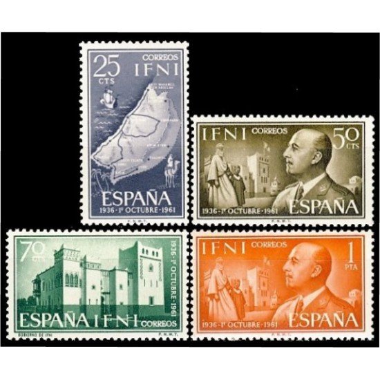 Ifni 179/82 1961  XXV Aniv. de la Jefatura de Franco MNH