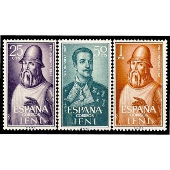 Ifni 187/89 1962 Pro infancia Jofre Tenorio César Fdez. Duro MNH Ifni 187/89 1962 Pro infancia Jofre Tenorio César Fdez. Duro MNH