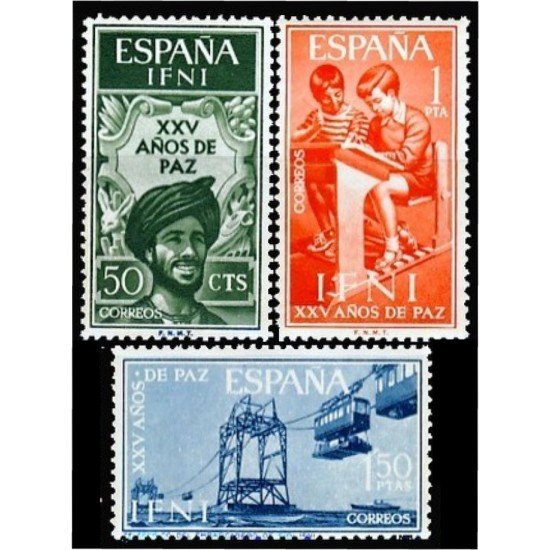Ifni 209/11 1965 XXV Años de Paz Alegoría de la Paz Descarga Escuela MNH Ifni 209/11 1965 XXV Años de Paz Alegoría de la Paz Descarga Escuela MNH
