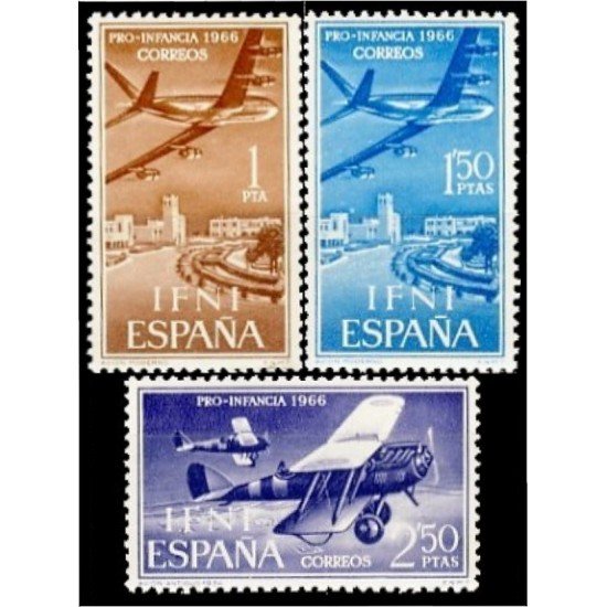 Ifni 218/20 1966 Pro infancia Aviación Plane MNH Ifni 218/20 1966 Pro infancia Aviación Plane MNH