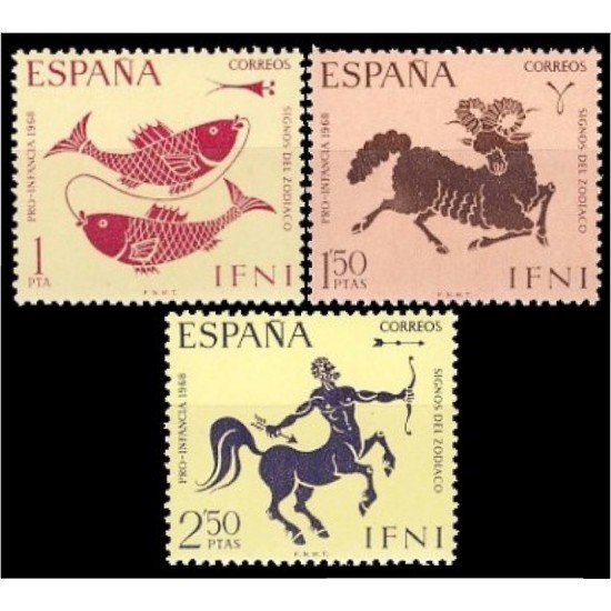Ifni 233/35 1968  Pro infancia Signos del Zodiaco MNH