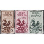 Guinea Española 318/20  1952 Día de Sello Fauna MNH