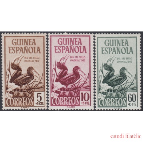 Guinea Española 318/20  1952 Día de Sello Fauna MNH 
