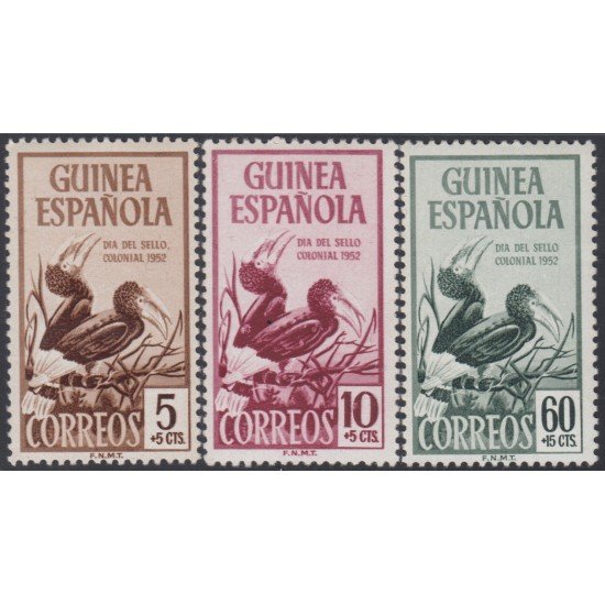 Guinea Española 318/20  1952 Día de Sello Fauna MNH