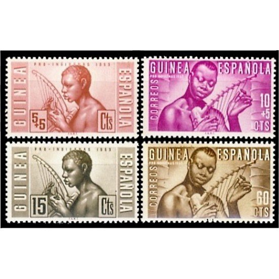 Guinea Española 321/24 1953 Pro indígenas Músicos indígenas MNH Guinea Española 321/24 1953 Pro indígenas Músicos indígenas MNH