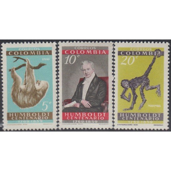 Colombia 576/78 1960 Centenario de la muerte de Alexander Von Humbolt MNH Colombia 576/78 1960 Centenario de la muerte de Alexander Von Humbolt MNH