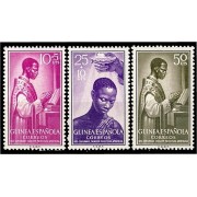 Guinea Española 344/46 1955 Centº prefectura Apostólica Fernando Poo Annobón y Corisco Sacerdote indígena-Bautizo MNH 