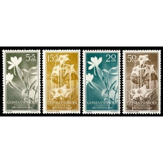 Guinea Española 358/61 1956 Pro indígenas Flora MNH