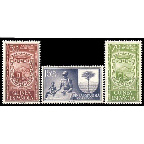 Guinea Española 362/64 1956 Día del Sello Escudos MNH