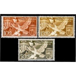 Guinea Española 373/75 1958 Ayuda a Valencia Escudos Valencia y Sta. Isabel MNH Guinea Española 373/75 1958 Ayuda a Valencia Escudos Valencia y Sta. Isabel MNH