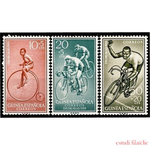 Guinea Española 395/97 1959 Día del Sello Ciclismo MNH 