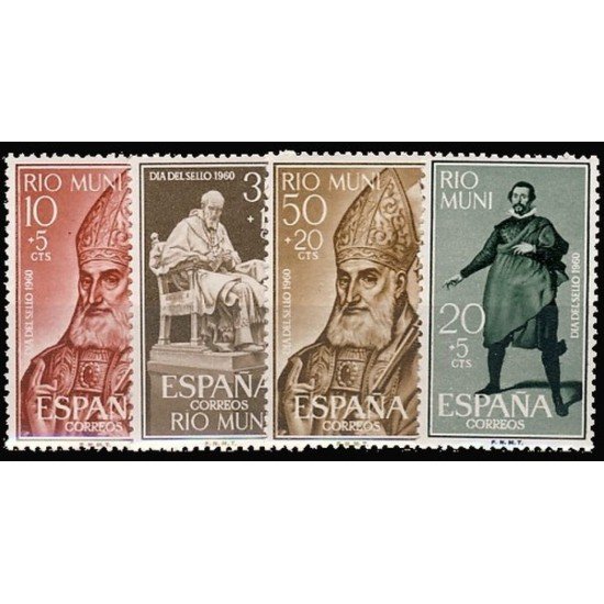 Rio Muni 14/17 1960 Día del Sello Obispo Juan de Ribera-El bufón Pablo de Valladolid MNH Rio Muni 14/17 1960 Día del Sello Obispo Juan de Ribera-El bufón Pablo de Valladolid MNH