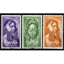 Rio Muni 29/31 1962 Peinado indígena-Máscara Mask MNH Rio Muni 29/31 1962 Peinado indígena-Máscara Mask MNH