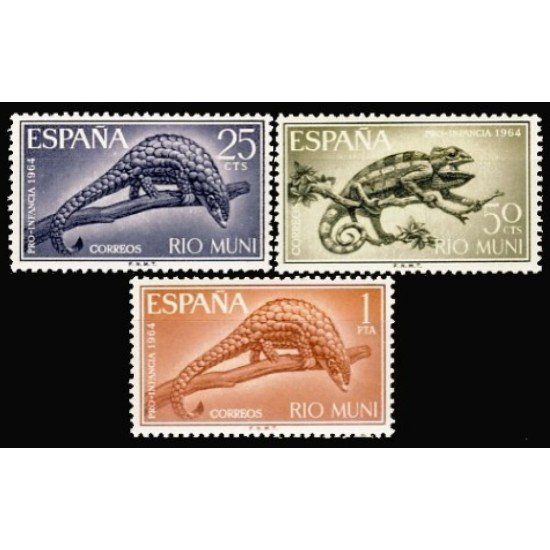 Rio Muni 45/47 1964 Reptiles Fauna Reptiles MNH Rio Muni 45/47 1964 Reptiles Fauna Reptiles MNH
