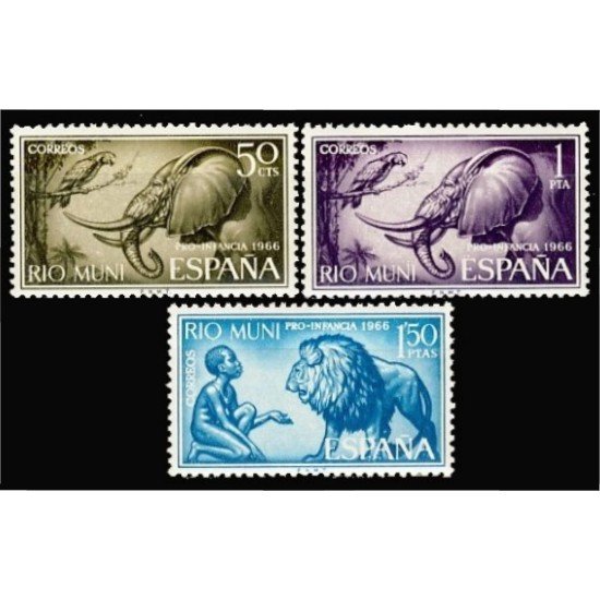 Rio Muni 69/71 1966 Pro infancia Fauna MNH Rio Muni 69/71 1966 Pro infancia Fauna MNH