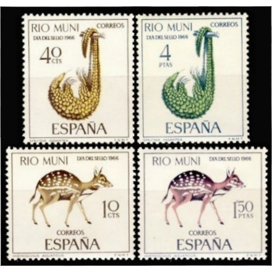 Rio Muni 72/75 1966 Día del Sello Fauna MNH Rio Muni 72/75 1966 Día del Sello Fauna MNH