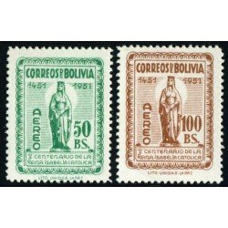 Bolivia A140/41 1952 Isabel la Católica MNH Bolivia A140/41 1952 Isabel la Católica MNH