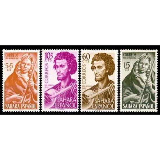 Sahara 104/07 1953 Pro infancia Músicos MNH Sahara 104/07 1953 Pro infancia Músicos MNH
