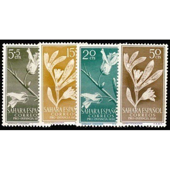 Sahara 126/29 1956 Pro infancia Flora MNH Sahara 126/29 1956 Pro infancia Flora MNH