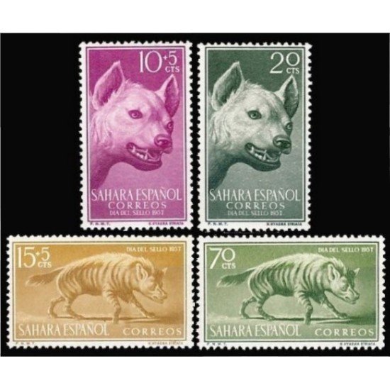 Sahara 142/45 1957 Día del Sello Fauna (hiena).MNH