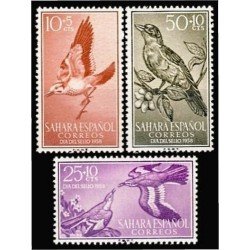 Sahara 153/55 1958 Día del Sello Fauna (aves)  MNH