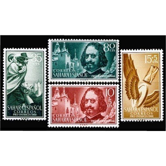Sahara 172/75 1960 Pro infancia Quevedo - La hora de todos-Pablo de Segovia MNH Sahara 172/75 1960 Pro infancia Quevedo - La hora de todos-Pablo de Segovia MNH