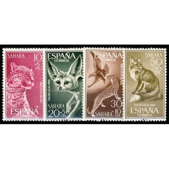 Sahara 176/79 1960 Día del Sello Fauna MNH