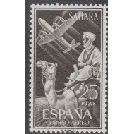 Sahara 189 1961 Correo aéreo Indígena y avión en vuelo Plane MNH