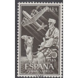 Sahara 189 1961 Correo aéreo Indígena y avión en vuelo Plane MNH