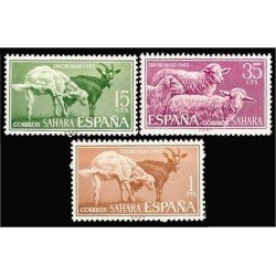 Sahara 212/14 1962 Día del Sello Cabra-Carneros Fauna MNH
