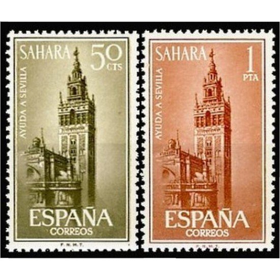 Sahara 215/16 1963 Ayuda a Sevilla La Giralda MNH