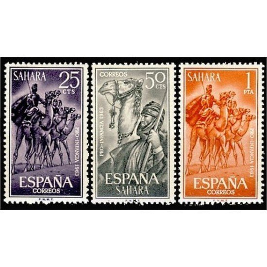 Sahara 217/19 1963 Pro infancia Camellos Camel Fauna  MNH