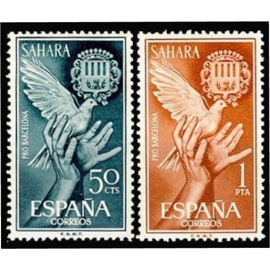 Sahara 220/21 1963 Ayuda a Barcelona Alegoría MNH