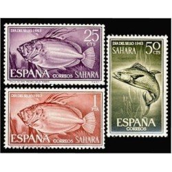 Sahara 222/24 1964 Día del Sello de 1963 Fauna (peces) Fish MNH Sahara 222/24 1964 Día del Sello de 1963 Fauna (peces) Fish MNH