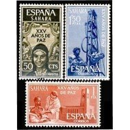 Sahara 239/41 1965 XXV Años de Paz Alegoría  -Asistencia Médica-Prospecciones MNH
