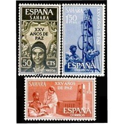 Sahara 239/41 1965 XXV Años de Paz Alegoría -Asistencia Médica-Prospecciones MNH Sahara 239/41 1965 XXV Años de Paz Alegoría -Asistencia Médica-Prospecciones MNH