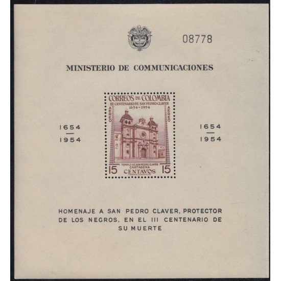 Colombia HB-5 1950 75º Aniv. del UPU Aéreo Mapa mundi MH Colombia HB-5 1950 75º Aniv. del UPU Aéreo Mapa mundi MH