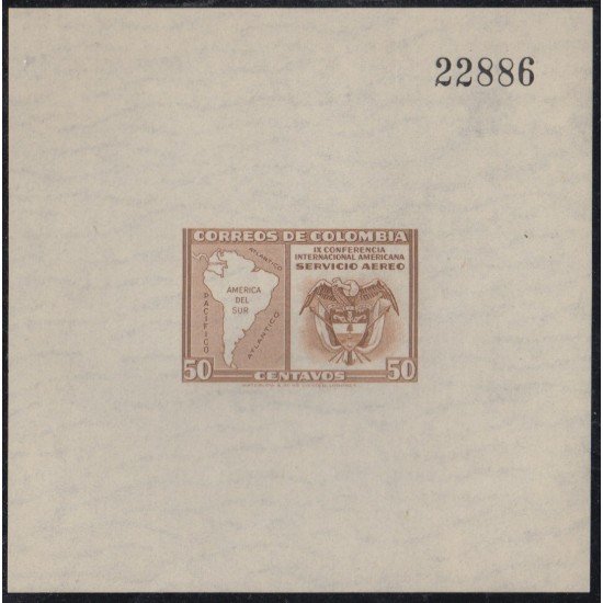 Colombia HB 3 1948 75º Aniversario de la UPU Mapa MH Colombia HB 3 1948 75º Aniversario de la UPU Mapa MH
