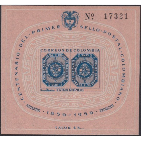 Colombia HB 17 1960 Centenario del sello colombiano MH Colombia HB 17 1960 Centenario del sello colombiano MH