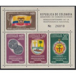 Colombia HB 19 1960 Aniversario Independencia Escudo Bandera MH Colombia HB 19 1960 Aniversario Independencia Escudo Bandera MH