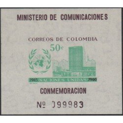 Colombia HB 21 1960 Ministerio de Comunicaciones Naciones Unidas MH Colombia HB 21 1960 Ministerio de Comunicaciones Naciones Unidas MH