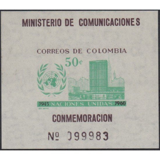 Colombia HB 21 1960 Ministerio de Comunicaciones Naciones Unidas MH Colombia HB 21 1960 Ministerio de Comunicaciones Naciones Unidas MH