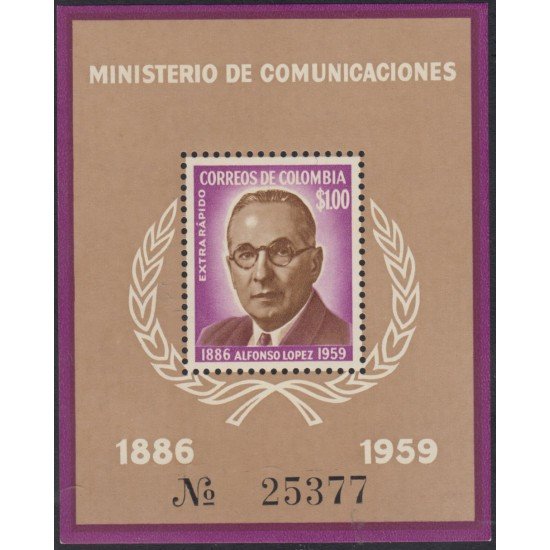 Colombia HB 22 1961 Alfonso Lopez MH Colombia HB 22 1961 Alfonso Lopez MH