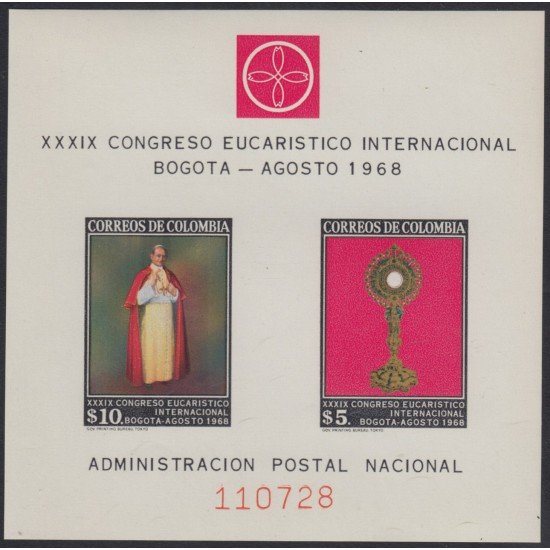 Colombia HB 29 1968 Congreso Eucarístico Bogotá SG MNH Colombia HB 29 1968 Congreso Eucarístico Bogotá SG MNH