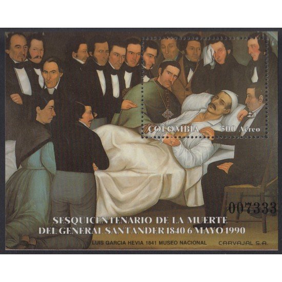 Colombia HB 41 1990 150 Años de la muerte del General Santander MNH Colombia HB 41 1990 150 Años de la muerte del General Santander MNH