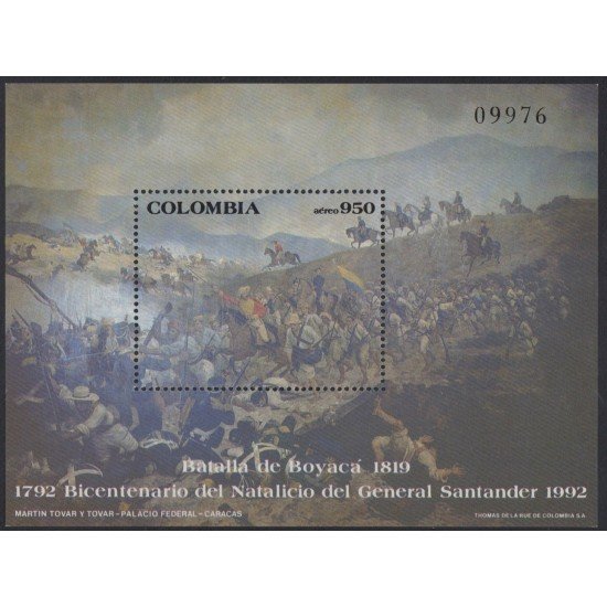 Colombia HB 43 1992 200 Años del nacimiento del General Santander MNH Colombia HB 43 1992 200 Años del nacimiento del General Santander MNH