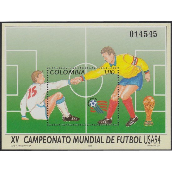 Colombia HB 48 1994 XV Campeonato mundial de fútbol MNH Colombia HB 48 1994 XV Campeonato mundial de fútbol MNH