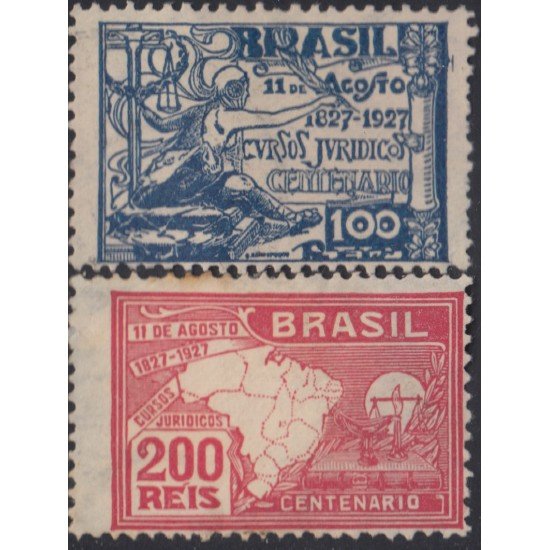Brasil Brazil 189/90 1927 Centenario de la Fundación de cursos de Derecho MH Brasil Brazil 189/90 1927 Centenario de la Fundación de cursos de Derecho MH
